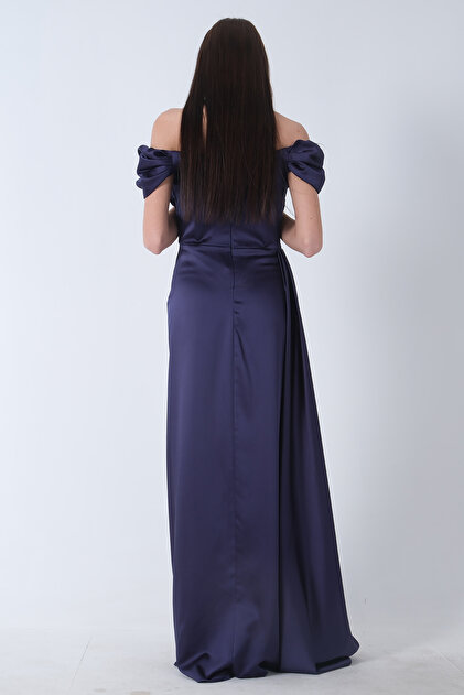 slim fit dress slacks Navy And Taupe Maxi Dress With Crochet Trim