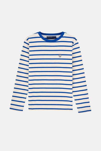 Panda Kids Heavyweight Long Sleeve T-Shirt - Navy Blue / Ecru