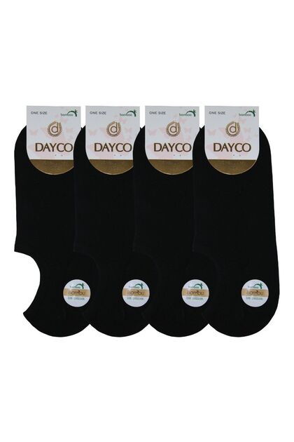 Stitch-Free Black Color Women's Bamboo Sneakers S Socks (Invisible Bamboo Socks) 4-Piece Pack
