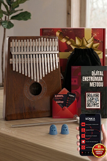Midex Klx-553 Kalimba 1. Sınıf Maun Ağacı Mineral Çelik Paslanmaz