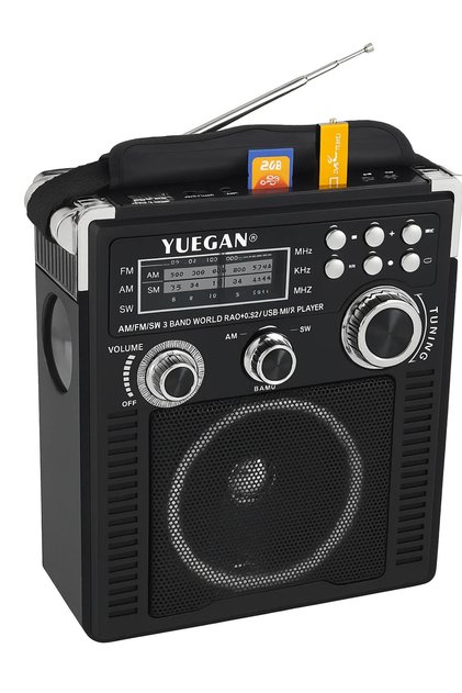 Φορητό Ραδιόφωνο AM/FM/SW με MP3, USB, SD, Φακό και Είσοδο AUX - Μαύρο