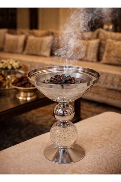 مبخرة ستانلس ستيل فاخرة مع أكريليك ديكور | حامل بخور معدني بتصميم عصري