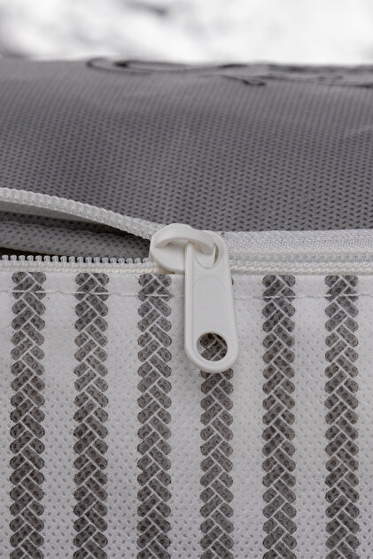Textile sweet 5li Küçük Boy Gri Çizgili Baza Altı Çoraplık Hurç