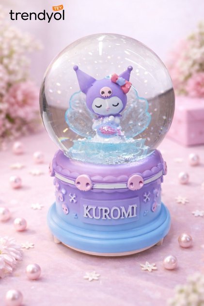 Orta boy Kuromi Kar küresi Işıklı Müzikli.