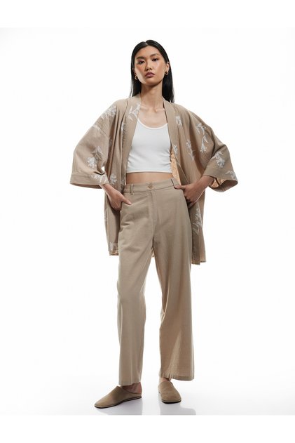 Comfortable Fit High Waist Viscose Wide Leg Trousers