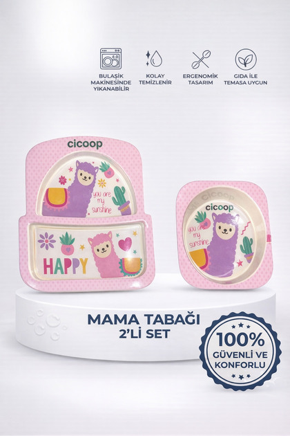 Cicoop Bebek Mama Tabağı 2'li Set Lama