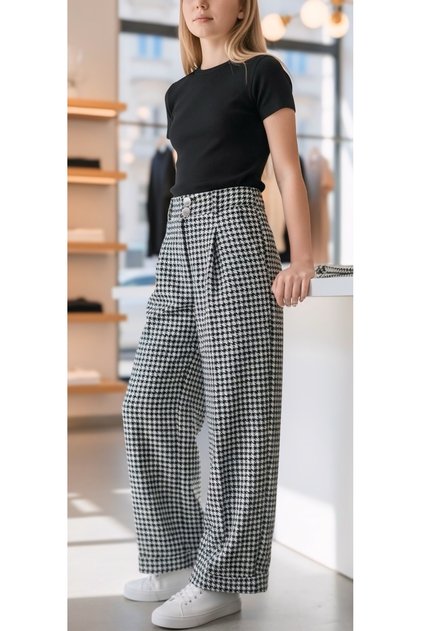 Devojčice, zimske pantalone sa šarom houndstooth