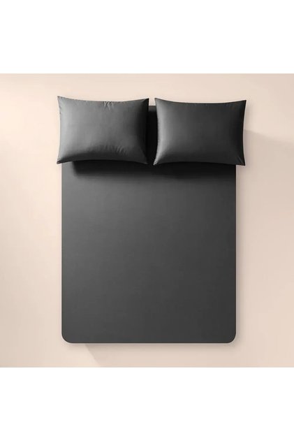 %100 Pamuk Percale Lastikli Çarşaf 200x200 cm Antrasit - Pure Serisi