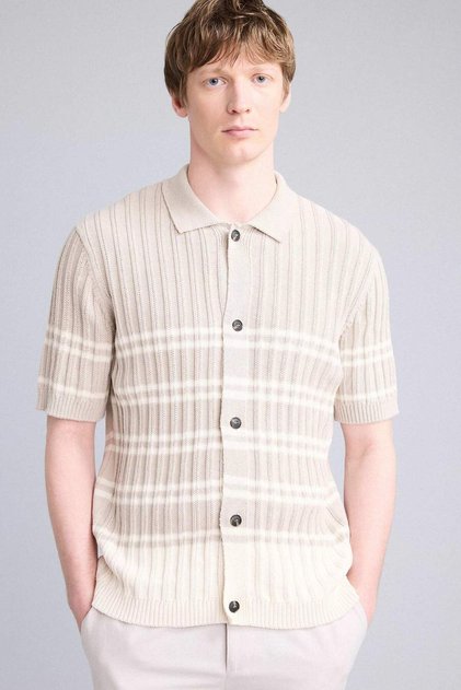 100% Cotton Standard Fit Striped Knitwear Polo T-Shirt G3244Ax26Sp