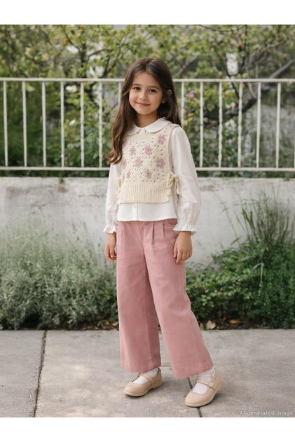 Floral Embroidered Set for 2-5 Years - Ecru 3-4 Years