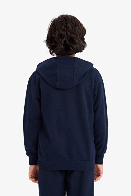 Defacto Kapüşonlu Pike Fermuarlı Sweatshirt Erkek Çocuk