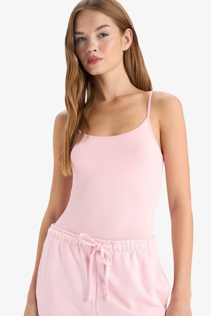 Thin Strap Basic Snap Fastener Bodysuit F9522Ax25Au