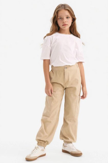 100% Cotton Cargo Fit Pants Girls D2455A824Au