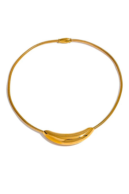 Colier auriu, oțel inoxidabil, design minimalist, placat cu aur de 18k, Toka C2