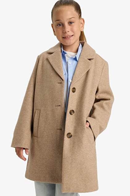 Ultra Soft Jacket Collar Buttoned Parka Girls E9735A825Au