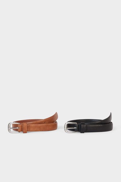 Women's Faux Leather 2-Piece Casual Belt F3355Axns