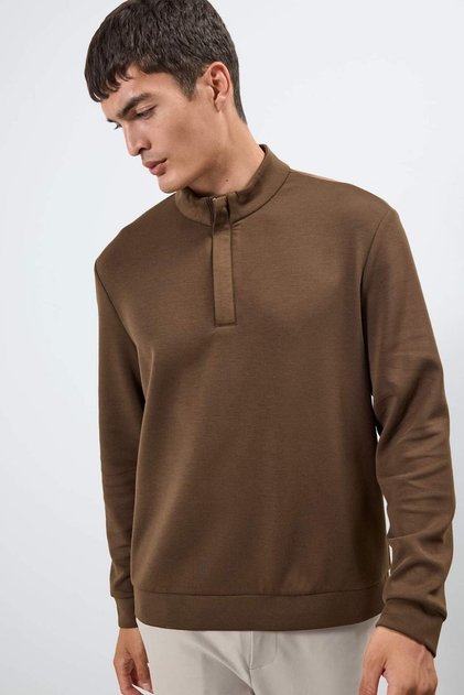 Ultra Soft Regular Fit High Collar Half Zipper Sweatshirt F2821Ax25Au