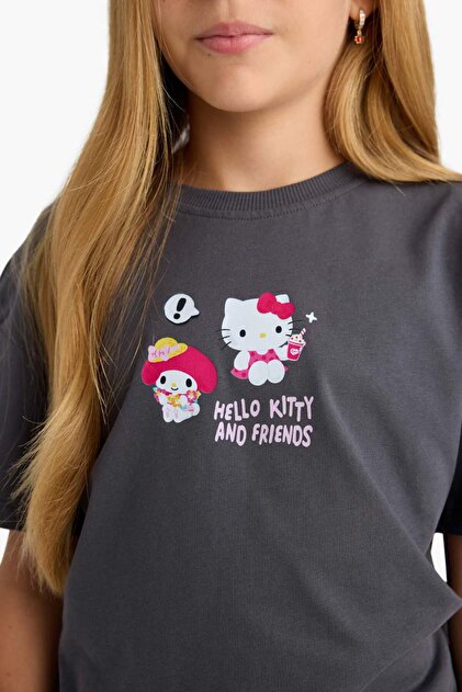 Defacto Hello Kitty Relax Fit Bisiklet Yaka Sırt Baskılı Kısa
