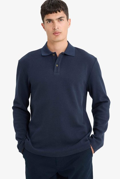 100% Cotton Regular Fit Buttoned Sweatshirt E9627Ax25Au