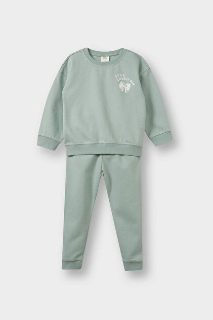 2-Piece Set Soft Fuzzy Printed Sweatshirt Sweatpants Baby Girl E8995A525Au