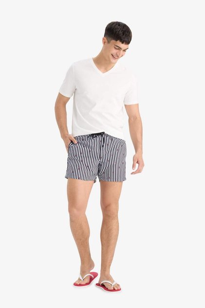 Striped Mesh Lined Short Length Sea Shorts E0950Ax25Hs