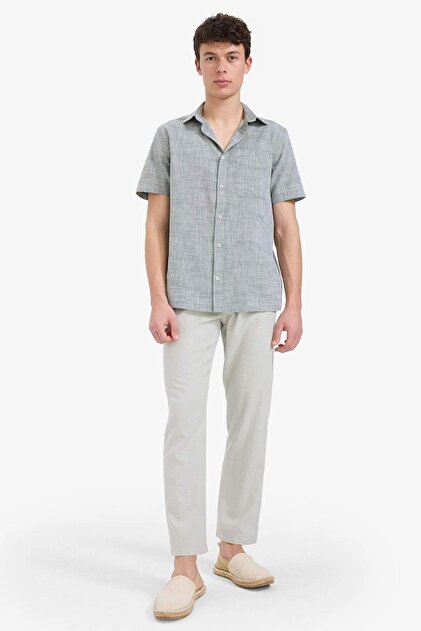 Relaxed Fit Keten Karışımlı Dar Paça Pantolon C1140AX25SM