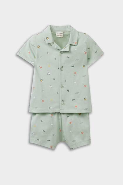 100% Cotton Sea Printed Elastic Waist Pajama Set for Baby Boy E1186A525Hs