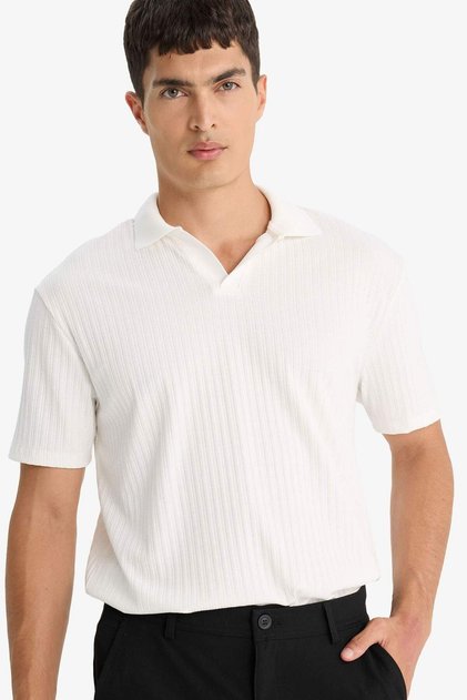 Regular Fit Crinkle Short Sleeve Polo T-Shirt E1207Ax25Sm