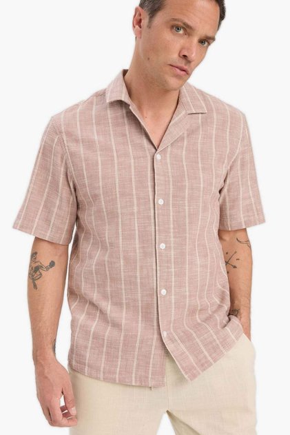 100% Cotton Relax Fit Polo Neck Summer Short Sleeve Shirt E1732Ax25Sp