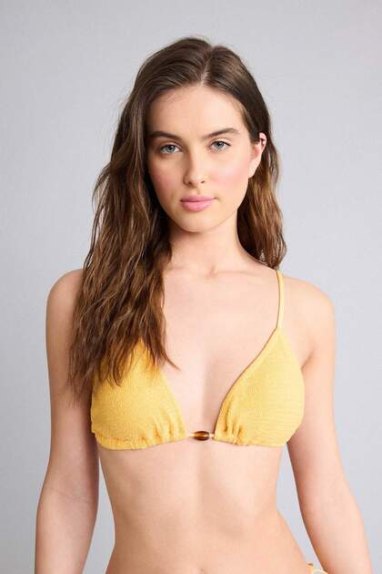 Regular Fit Wrinkled Bikini Top-Fall in Love E0205Ax25Sm