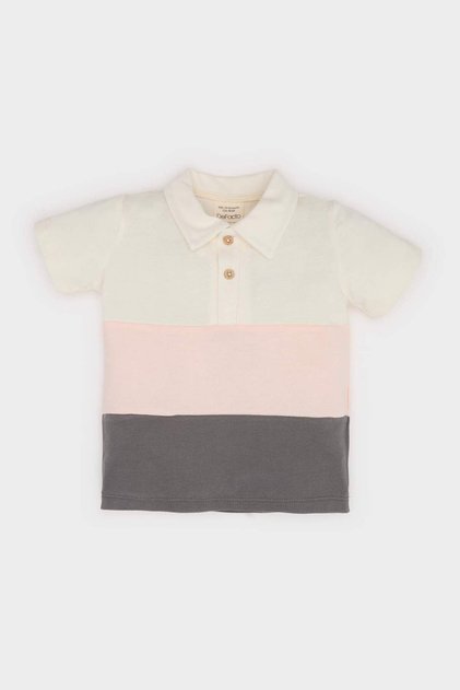 100% Cotton Polo Collar Color Block Pique Short Sleeve T-Shirt Baby Boy B9247A525Sm