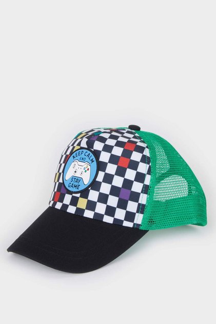 100% Cotton Patterned Woven Cap Hat for Boys Z3682A625Sm
