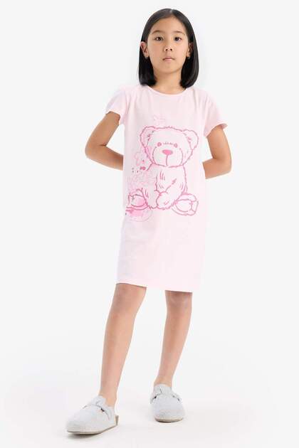 100% Cotton Teddy Bear Printed Nightgown for Girls E6229A825Sm