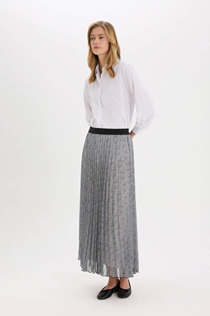 Pleated Pattern Chiffon Maxi Skirt E5454Ax25Sp