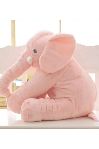 Uyku Arkadaşım Fil - Büyük Yumuşak Peluş Fil 65 Cm Pembe