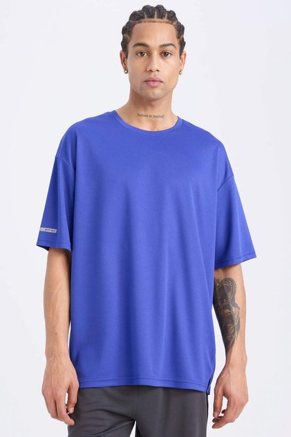 Defactofit Boxy Fit Crew Neck Rigging Printed Printed Sportsman Short Sleeve T-Shirt D6726Ax25Sp