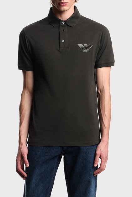 Men's Eagle Logo Regular Fit Piqué Cotton Pack Short Sleeve Khaki Polo Neck T-Shirt Em003524 Af12955-U8