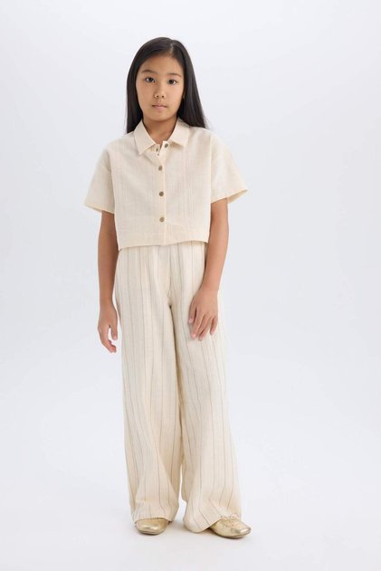 Girls' Wide Leg Wide-Leg Cotton Pants D9132A825SP