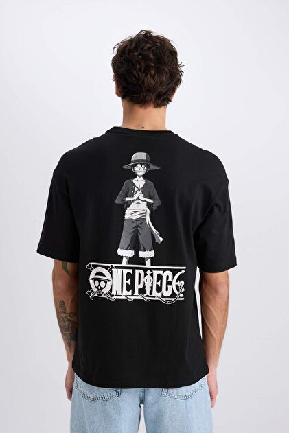 RUFFLOG Not Just One半袖ピステ Defacto %100 Pamuk One Piece Boxy Fit Bisiklet Yaka Sırt Baskılı