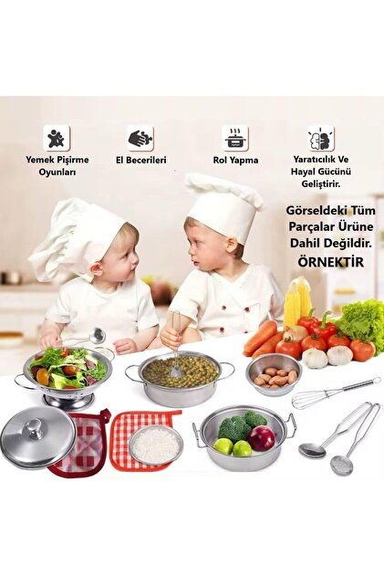 Brother Toys 11 Parça Metal Paslanmaz Çelik Oyuncak Tencere Tava