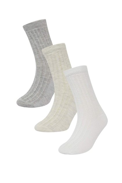 Baby Girl Anti-Slip Sole 3-Piece Cotton Long Socks D2509A5Ns