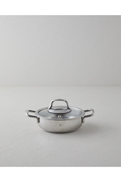 Glow Steel Glass Lid Pan 18X5 cm Silver