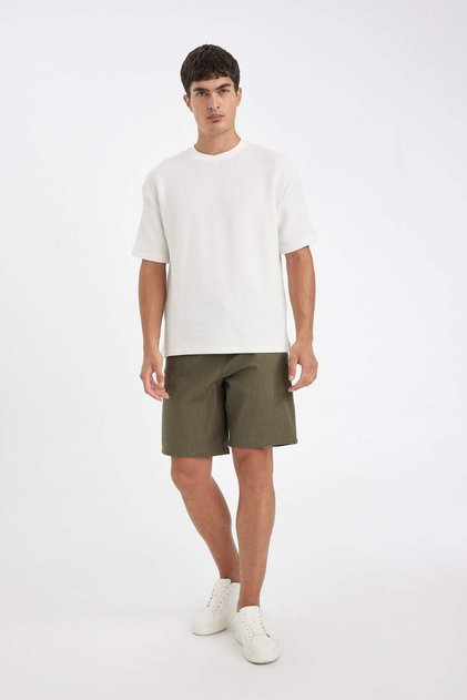 100% Cotton Relax Fit Bermuda Shorts D7916Ax24Sm