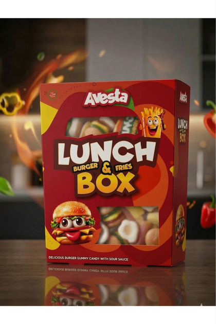 Bomboane cu prânz Burger și cartofi prăjiți Gummy