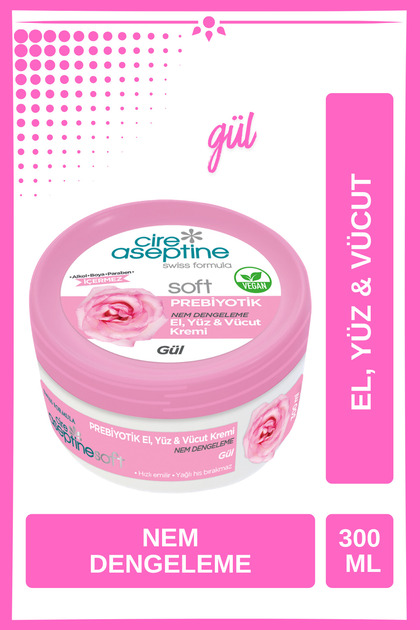Cire Aseptine Soft Gül Prebiyotik Nemlendirici Bakım Kremi 200 ml