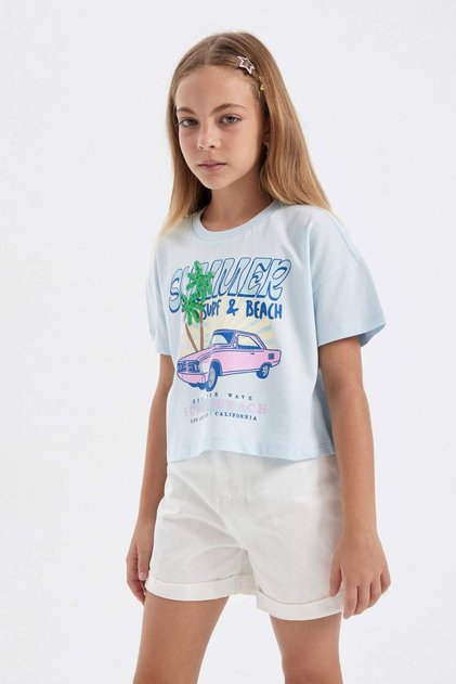 Crew Neck Printed Short Sleeve T-Shirt Girls D0870A824Hs