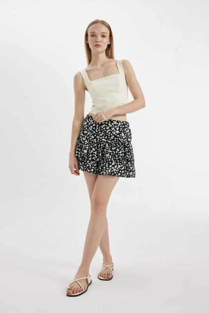 Coool Patterned High Waist Moroccan Mini Skirt D1363Ax24Sm
