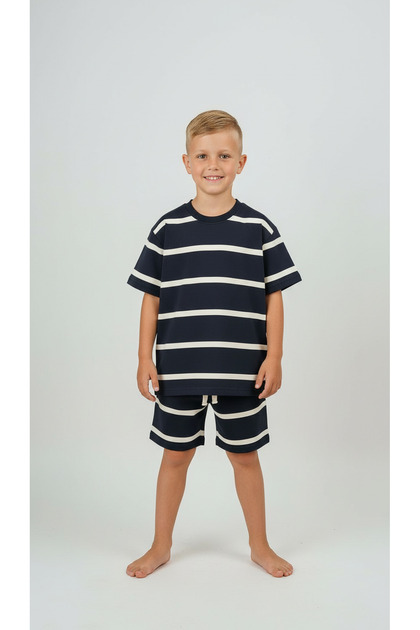 Stripe Detailed Shorts Suit