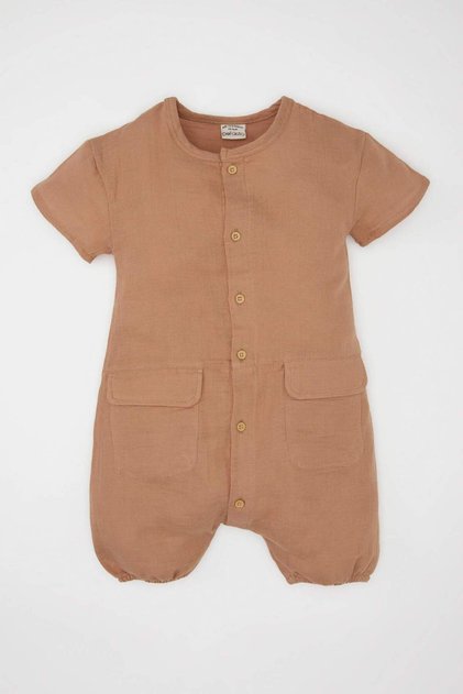 100% Cotton Baby Boy Newborn Muslin Short Sleeve Jumpsuit C5187A524Sm