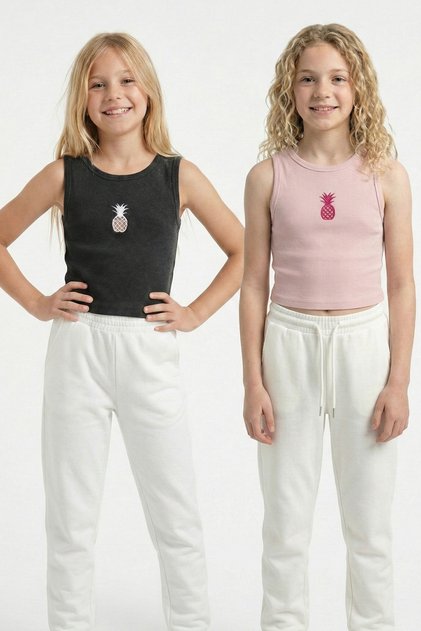 Girl's Cotton Fabric 2-Piece Crop Set - Different Colors and Patterns